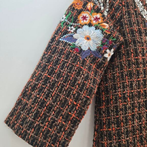 NWT Zara Women’s Tweed Mini Dress Embroidered Sequin Sz S Holiday Cocktail Party - Picture 4 of 11